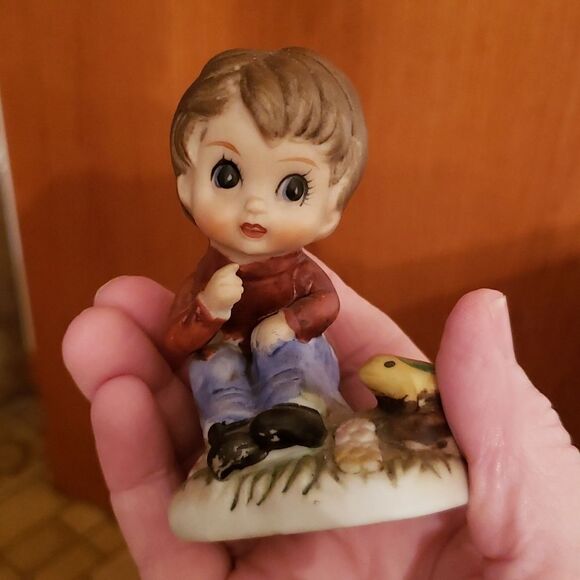 Vintage Lot of 3 Boy/Girl Wide Eyes Porcelain Bisque Figurines - Picture 7 of 13